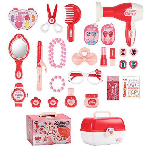 Maletín de Joyería y Maquillaje Juguete Pretend Play Belleza Caja Completa de Peluquería inluye 30 Piezas Comésticas Juego Educativo y Científico Regalo Ideal de Cumpleaños Navidad para Niños 3+ Años Maletín de Joyería y Maquillaje Juguete Pretend Play Belleza Caja Completa de Peluquería inluye 30 Piezas Comésticas Juego Educativo y Científico Regalo Ideal de Cumpleaños Navidad para Niños 3+ Años