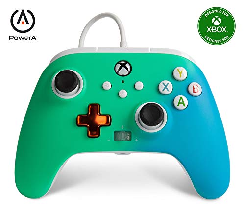 Mando con cable mejorado PowerA para Xbox: en Seafoam Fade, Mando, Mando para Videojuegos con Cable, Mando de Juego, Xbox Series X|S