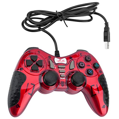 Mando Gaming Gamepad Rii GP500 con cable para PC Windows 98 XP 7 8 10 Juegos Playstation 3 STEAM. Con Joystick Dual y vibración Asimétrica. USB. ( Botones TURB 12 FIRE 4 axiales)