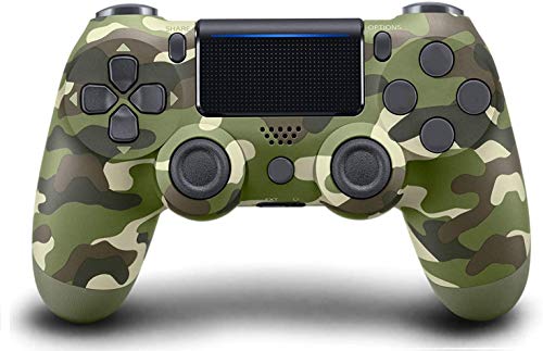 Mando Inalámbrico para PS4,Mando para PS4/Pro/Slim/PC con Touch Pad y Conector de Audio Doble vibración Antideslizante Wireless Bluetooth Gamepad Controlador Inalámbrico (Verde camuflaje)