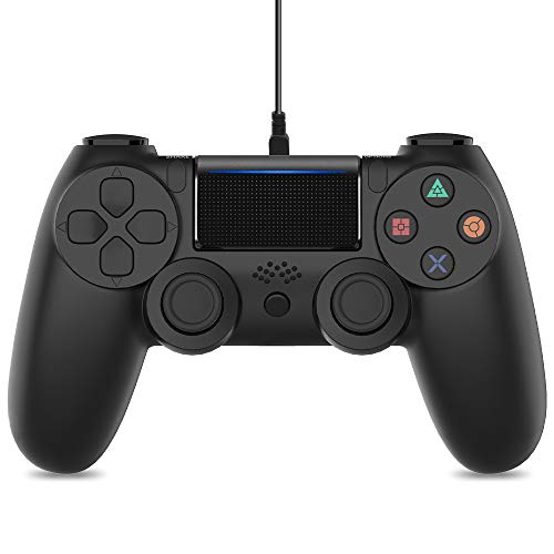Mando para PS4, Control con Cable para PS4 - Gamepad Control para PS4/PC/Laptop con Motores de vibración, Indicador LED, Cable USB y Agarres Atideslizantes (Negro Mate) Mando para PS4, Control con Cable para PS4 - Gamepad Control para PS4/PC/Laptop con Motores de vibración, Indicador LED, Cable USB y Agarres Atideslizantes (Negro Mate)