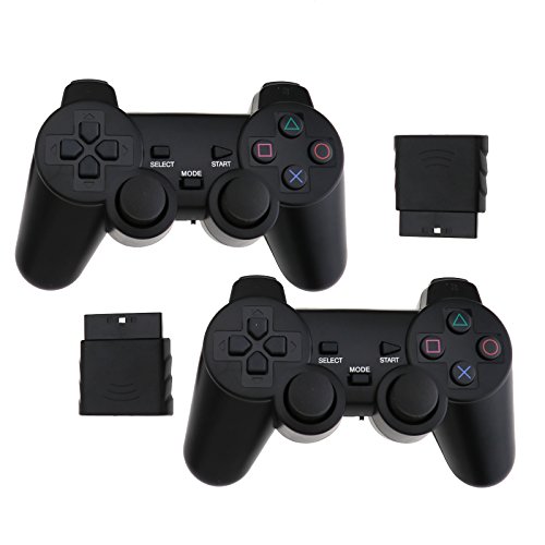 Mandos para PlayStation PS2 inalámbricos Dual Vibration, negro, 2 unidades Mandos para PlayStation PS2 inalámbricos Dual Vibration, negro, 2 unidades