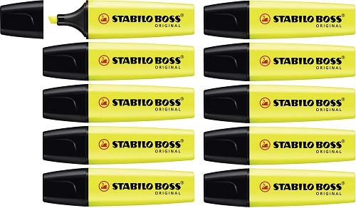 Marcador fluorescente STABILO BOSS Original - Caja con 10 unidades - Color amarillo