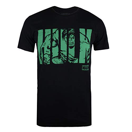 Marvel Hulk Text Camiseta, Negro (Black Blk), X-Large para Hombre Marvel Hulk Text Camiseta, Negro (Black Blk), X-Large para Hombre