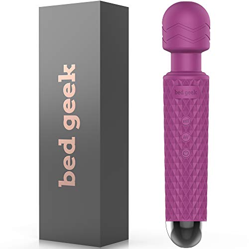 Masajeador de Varita con Nueva Característica de Memoria de bed geek Masaje Eléctrico de Mano Inalámbrico Varita de Silicona Suave 20 Patrones 8 Velocidades Morado Masajeador de Varita con Nueva Característica de Memoria de bed geek Masaje Eléctrico de Mano Inalámbrico Varita de Silicona Suave 20 Patrones 8 Velocidades Morado