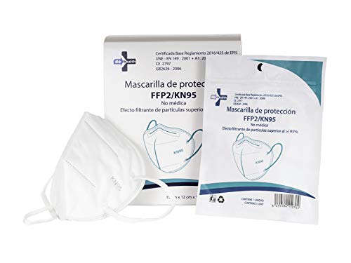 Mascarillas FFP2 / KN95 Homologadas Con 5 Capas. Caja De 20 Unidades Envueltas Individualmente. Cómodas Y Resistentes Con Clip Nasal. Certificadas y Homologadas CE. Color Blanco.