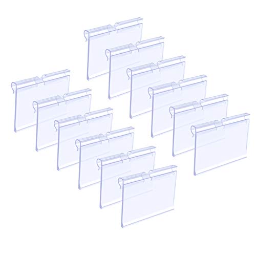 Matogle 70 pcs Porta Precios Transparente Soportes de Etiqueta de Precio Claro para Exhibición Titular para Tarjeta de Nombre Colgar en Estante de Alambre para Tiendas Mercería Oficina