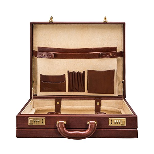 Maxwell Scott® Exclusivo maletín ejecutivo expandible tipo attaché case en cuero Italiano de lujo color terracota (Strada)