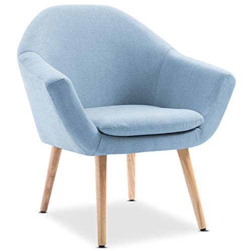 Mc Haus NAVIAN - Sillón Nórdico Escandinavo de color Azul, butaca comedor salón dormitorio, sillón acolchado con Reposabrazos y patas de madera 47x74x76cm Mc Haus NAVIAN - Sillón Nórdico Escandinavo de color Azul, butaca comedor salón dormitorio, sillón acolchado con Reposabrazos y patas de madera 47x74x76cm