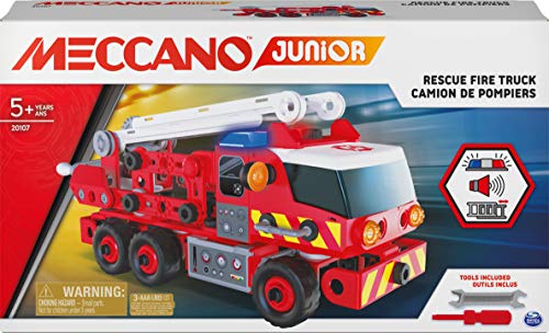 Meccano Junior, Camión de Bomberos de Rescate con Luces y Sonidos, Kit de construcción de Vapor, para niños a Partir de 5 años