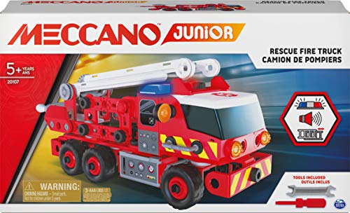 Meccano Junior, Camión de Bomberos de Rescate con Luces y Sonidos, Kit de construcción de Vapor, para niños a Partir de 5 años Meccano Junior, Camión de Bomberos de Rescate con Luces y Sonidos, Kit de construcción de Vapor, para niños a Partir de 5 años