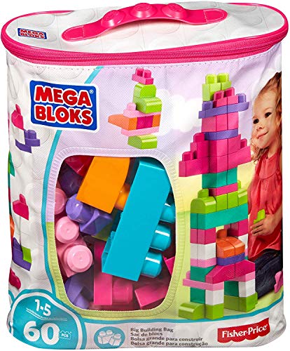 Mega Bloks Juego de construcción de 60 piezas, bolsa ecológica rosa, juguetes bebés 1 año (Mattel DCH54) Mega Bloks Juego de construcción de 60 piezas, bolsa ecológica rosa, juguetes bebés 1 año (Mattel DCH54)
