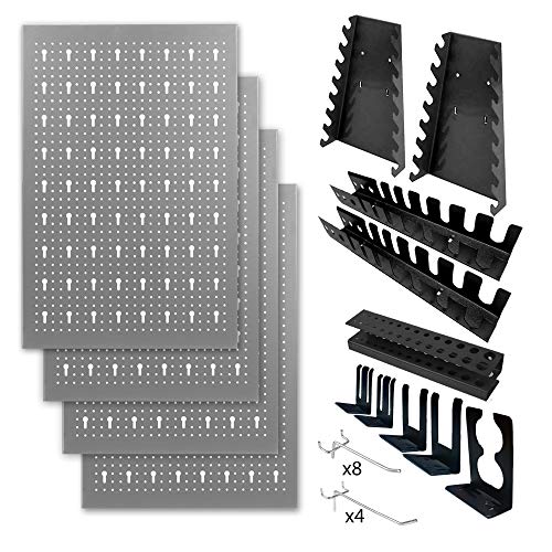 METALLMOBELL HPTH-001 Panel de Herramientas de 160*60*2Cm, Kit de 4 Paneles Perforados Metalicos 40x60x2Cm + Kit de Ordenar Herramientas 22Piezas (Pegboard) . Organizador portaherramientas multiusos METALLMOBELL HPTH-001 Panel de Herramientas de 160*60*2Cm, Kit de 4 Paneles Perforados Metalicos 40x60x2Cm + Kit de Ordenar Herramientas 22Piezas (Pegboard) . Organizador portaherramientas multiusos
