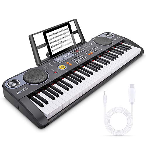 Miagicfun Teclado Piano Digital 61 Teclas, Teclado Electrónico Portátil con Atril, Altavoz y Modo de Grabación para Niños y Adultos Principiantes, Alimentado por la Red o Batería Miagicfun Teclado Piano Digital 61 Teclas, Teclado Electrónico Portátil con Atril, Altavoz y Modo de Grabación para Niños y Adultos Principiantes, Alimentado por la Red o Batería