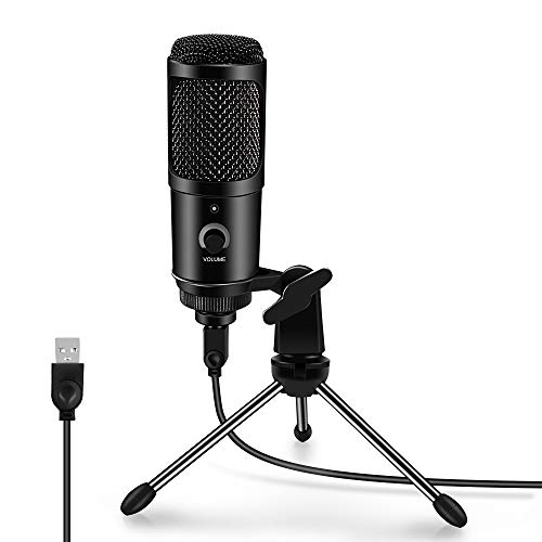 Micrófono PC, ARCHEER Micrófono USB Condensador Profesional con Soporte de Trípode para Grabación Vocal, Podcasting, Transmisión, Video de Youtube para Laptop Desktop iMac PC，Negro