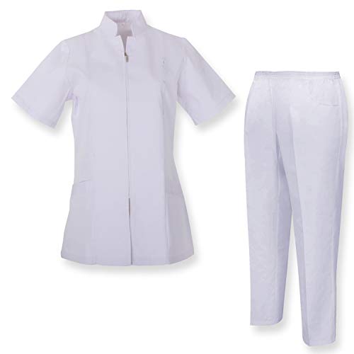 MISEMIYA - Casaca Y PANTALÓN Mujer Uniforme Laboral CLINICA Hospital Limpieza Veterinaria SANIDAD HOSTERERÍA- Ref.8298 - XS, Blanco MISEMIYA - Casaca Y PANTALÓN Mujer Uniforme Laboral CLINICA Hospital Limpieza Veterinaria SANIDAD HOSTERERÍA- Ref.8298 - XS, Blanco