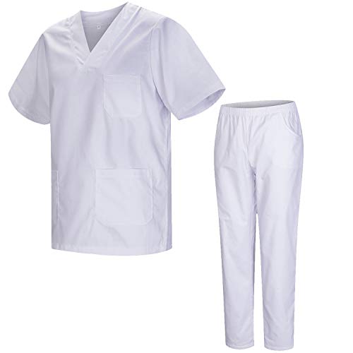 MISEMIYA - Casaca Y PANTALÓN Sanitarios Unisex Uniformes Sanitarios MÉDICOS Conjuntos Sanitarios 8178 - L, Blanco