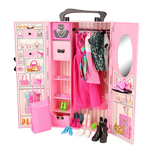 Miunana 44 Accesorios: Armario + 8 Ropas Vestidos + 10 PCS Zapatos para Muñeca Chica + 2 Ropas Vestidos + 2 PCS Zapatos para Muñeca Chico + Maleta + 10 Accesorios + 10 Percha Miunana 44 Accesorios: Armario + 8 Ropas Vestidos + 10 PCS Zapatos para Muñeca Chica + 2 Ropas Vestidos + 2 PCS Zapatos para Muñeca Chico + Maleta + 10 Accesorios + 10 Percha
