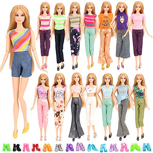 Miunana 5 Camiseta + 5 Pantalones + 10 Zapatos para 30 cm 11.5 Inch Doll Muñeca