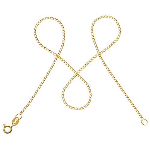 modabilé Cadena de bordillo para damas de plata de ley 925 (1,3mm) SINCERE Collar chapado en oro 38cm: Círculo, Pequeño & Plano + Estuche de regalo | Hecho en Europa modabilé Cadena de bordillo para damas de plata de ley 925 (1,3mm) SINCERE Collar chapado en oro 38cm: Círculo, Pequeño & Plano + Estuche de regalo | Hecho en Europa