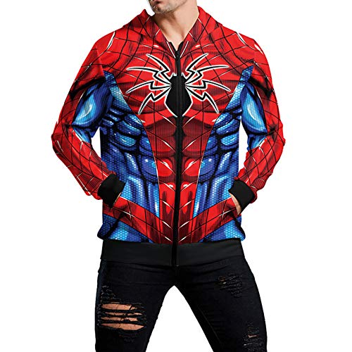 MODRYER Adolescente Spiderman Peter Parker Sudadera 3D Impreso Cosplay Hoodie Unisex Moda Zip Jersey Boy Girl Chaqueta de Entrenamiento,Medium