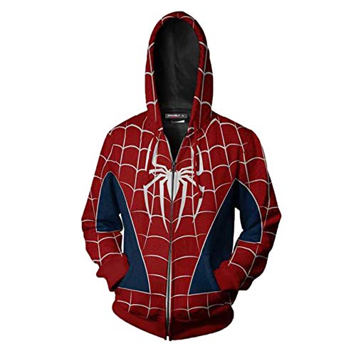 MODRYER Spiderman Jersey en la Sudadera con Capucha Spider-vernse Miles Morales Cosplay Sudadera Impresa 3D Chaqueta con Capucha,Red-3X MODRYER Spiderman Jersey en la Sudadera con Capucha Spider-vernse Miles Morales Cosplay Sudadera Impresa 3D Chaqueta con Capucha,Red-3X