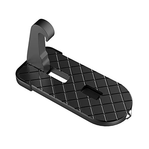 MoKo Pedal para Puerta de Coche, Estribo de Forma U Enganchado a Anillo Fácil acceso a Techo del Automóvil Reposapiés de Escalera Plegable con Martillo de Seguridad para Vehículo Automóvil SUV - Negro