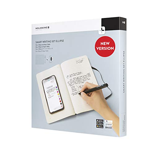 Moleskine - Set de Escritura Inteligente, Cuaderno Digital y Bolígrafo + Ellipse Smart Bolígrafo, Cuaderno con Tapa Dura Negra Apto para Uso con Bolígrafo Moleskine+, Hojas Rayadas, Color Negro Moleskine - Set de Escritura Inteligente, Cuaderno Digital y Bolígrafo + Ellipse Smart Bolígrafo, Cuaderno con Tapa Dura Negra Apto para Uso con Bolígrafo Moleskine+, Hojas Rayadas, Color Negro