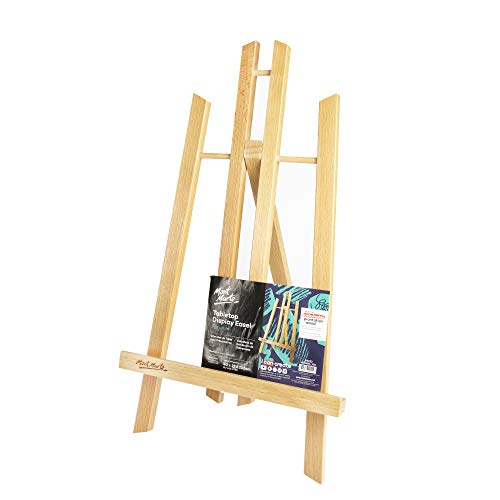 Mont Marte Caballete Mesa pequeña de madera de Haya – Medio – Caballete compacto – Ideal para la presentación de Lienzos de hasta 40 cm – Ideal para Eventos, Exhibiciones y Convenciones