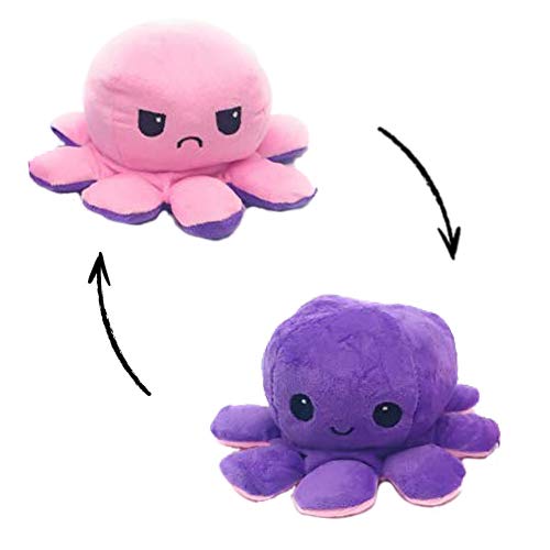 MORANGO Peluche Pulpo Reversible, Peluche de Juguete, Lindo Pulpo de Peluche, Flip Octopus Doble Cara, Juguetes Creativos, Muñeco Pulpo Doble Cara, muñeco Original de Felpa. (ROSA7PURPURA)