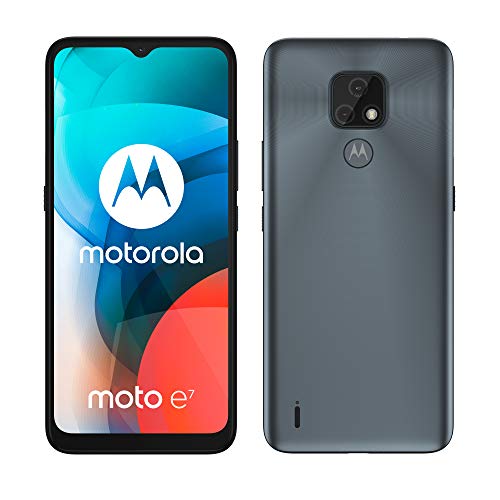 Motorola Moto E7 - Smartphone de 6.5" (HD+ MAX Vision, Sistema de cámara Dual de 48 MP, batería de 4000 mAH, Dual SIM, 2/32GB, Android 10), Gris