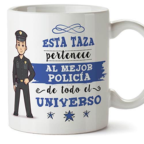 MUGFFINS Policía Tazas Originales de café y Desayuno para Regalar a Trabajadores Profesionales - Esta Taza Pertenece al Mejor Policía del Universo