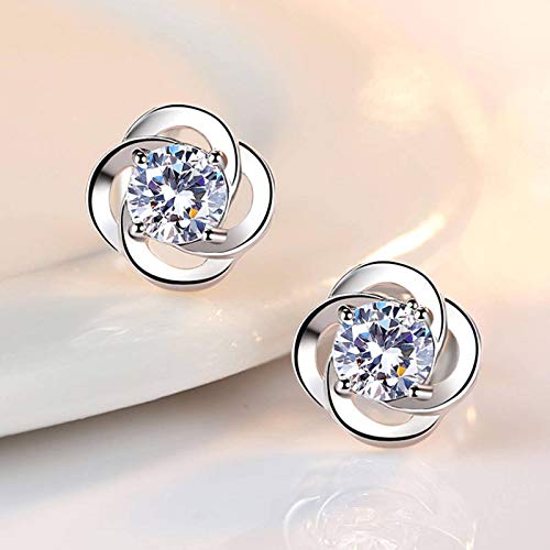 N-B ED082 999 Pendientes de trébol de Cuatro Hojas de Plata esterlina Personalidad Femenina Temperamento Pendientes Simples de Todo fósforo Joyería