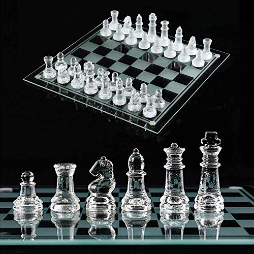 NANDAN Conjunto de ajedrez de Cristal, Piezas de ajedrez de Vidrio de Gama Alta de K9 y Pulgadas de ajedrez Pulgadas, Drafts Board Game Ideal para niños Adultos Regalo (8 en 14 Pulgadas),35X35cm