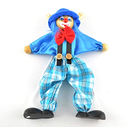 Nargut Marioneta de mano Marioneta, juguete divertido y colorido de cuerda de tirar, marioneta de madera vintage de payaso marioneta, juguetes de mano para actividades conjuntas, regalos para niños