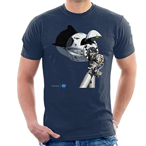 Nasa SpaceX Dragon Capsule At The ISS Men's T-Shirt Nasa SpaceX Dragon Capsule At The ISS Men's T-Shirt