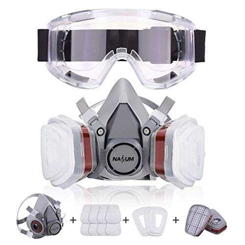 NASUM Facial Cubierta Antipolvo, con 2 Filtros / 2 Cajas / 8 Algodones/Gafas Protectoras, contra Polvo/Partículas/Vapor/Gas, para Artesanos/Bricolaje/Fumigación de Pintura etc. NASUM Facial Cubierta Antipolvo, con 2 Filtros / 2 Cajas / 8 Algodones/Gafas Protectoras, contra Polvo/Partículas/Vapor/Gas, para Artesanos/Bricolaje/Fumigación de Pintura etc.