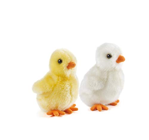 Nature-AN364 Living Nature - Juguetes de peluche de aves de corral, con diseño de gallinas y patos, Color white and yellow (Keycraft AN364 , color/modelo surtido