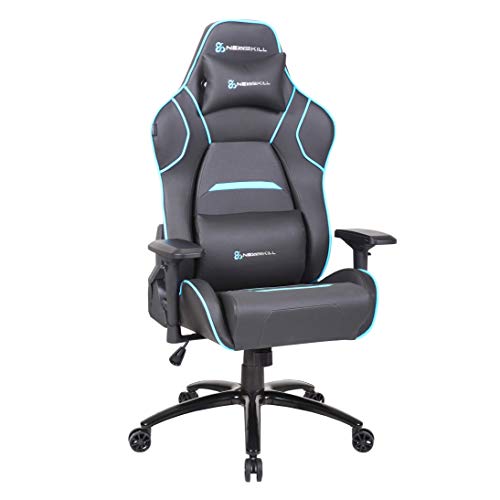 Newskill Valkyr - Silla gaming profesional con asiento microperforado para mejor sensación térmica (sistema de balanceo y reclinable 180 grados, reposabrazos 4D) - Color Azul
