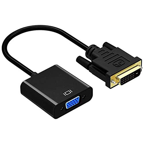 NIAGUOJI - Adaptador de DVI a VGA, 1080p - Convertidor activo de DVI-D a VGA, 24+1 pines, de macho a hembra, compatible con 60 Hz y 3D para conectar sistemas DVI a pantallas VGA