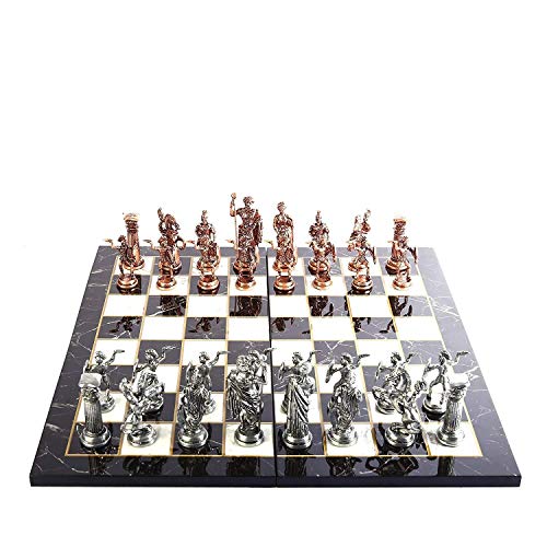 NLLeZ Histórico Antiguo Cobre Roma Figuras de ajedrez metálico Conjunto para Adultos, Piezas Hechas a Mano y diseño de mármol Tablero de ajedrez de Madera King 11 cm (Color : Multi) NLLeZ Histórico Antiguo Cobre Roma Figuras de ajedrez metálico Conjunto para Adultos, Piezas Hechas a Mano y diseño de mármol Tablero de ajedrez de Madera King 11 cm (Color : Multi)