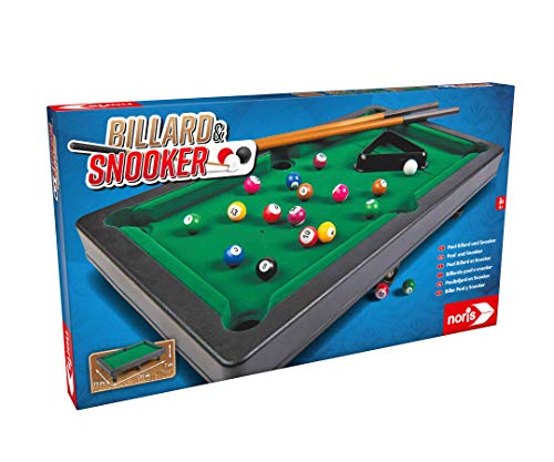 Noris 606167704 - Juego de Billar y Snooker (Incluye 2 Tacos, 16 billares y 17 Bolas de Snooker y triángulo, para niños a Partir de 4 años)