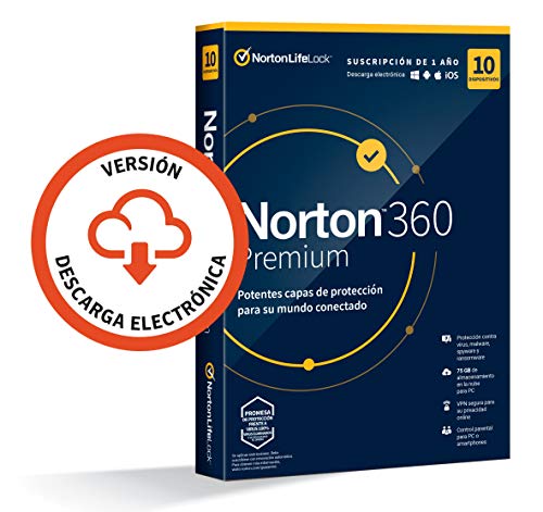 Norton 360 Premium 2021 - 10 Dispositivos, 1 Año, para PC/Mac, Código de activación enviado por email Norton 360 Premium 2021 - 10 Dispositivos, 1 Año, para PC/Mac, Código de activación enviado por email