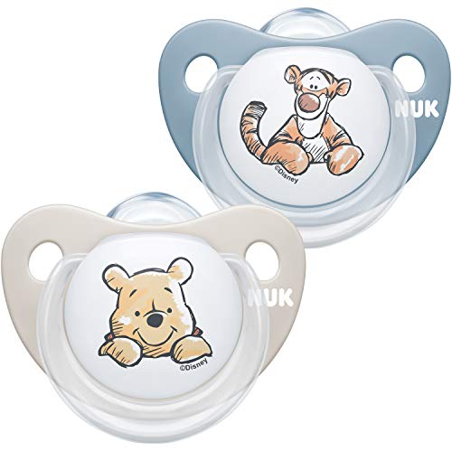 NUK Trendline - Chupete para bebé de 6 a 18 meses, sin BPA, silicona sin BPA, diseño de Winnie the Pooh, color azul (chico)