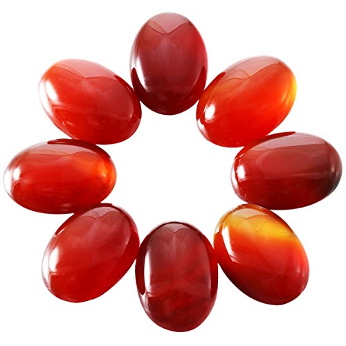 Nupuyai 5 Piezas Piedras Preciosas cabujones Plana Parte Trasera Cristal cabujón Ovalado Piedra para Charms DIY Joyas fabricación, Ágata Roja, 15x20mm