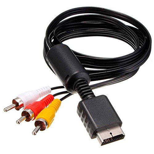 OcioDual Cable AV TV Audio Video Compuesto 3 RCA Negro para Playstation PS3 PS2 PS1 PSX