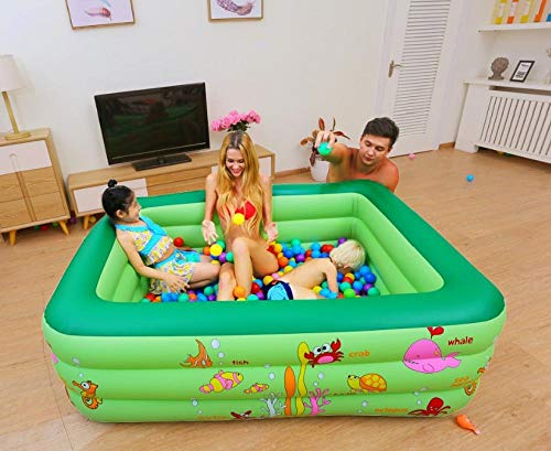 OKOUNOKO Colchoneta De Chorro De Agua para Niños, Piscina De Agua Tubular Rectangular Piscina De Agua, PVC Inflable Durable, Animal Marino verde-210 * 145 * 65 cm