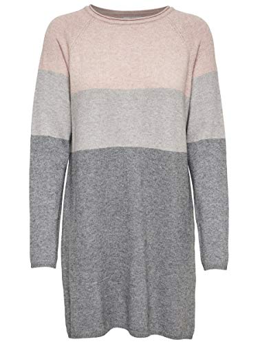 Only Onllillo L/s Dress Knt Noos Vestido, Multicolor (Mahogany Rose Detail: W Melange/Light Grey Melange/Medium Grey Melange), Small para Mujer