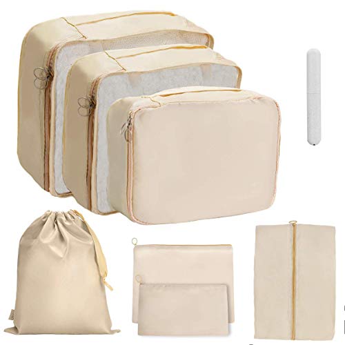 OrgaWise Organizador Maleta Set de 8, Bolsa Organizador para Ropa, Zapatos y Cosméticos, Resistente al Agua y Duradero, Ofrece Una Caja de Cepillo de Dientes