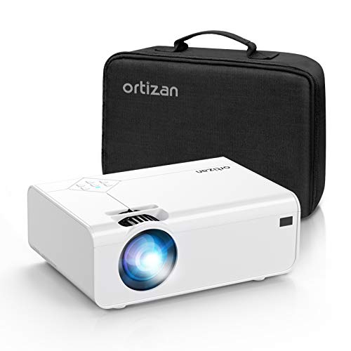 ORTIZAN Mini Proyector 1080P Full HD , Proyector Portátil de 5500 Lux , MAX de 200'' , LED de Larga duración 50000 Horas , para Cine en Casa y Presentación Empresarial, Compatible con HDMI/AV/USB/SD